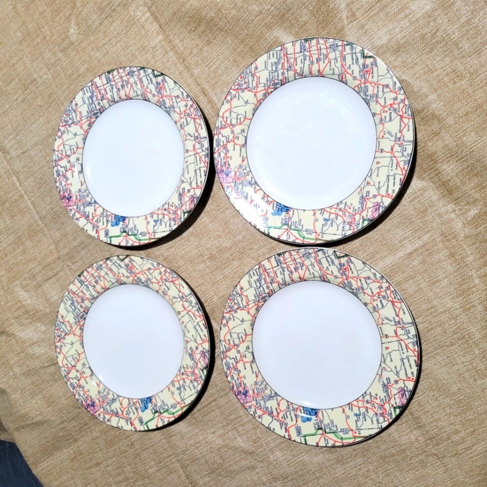 Omnibus Habitat Americana American Roadside 7 7/8" Salad Plates - Set of 4